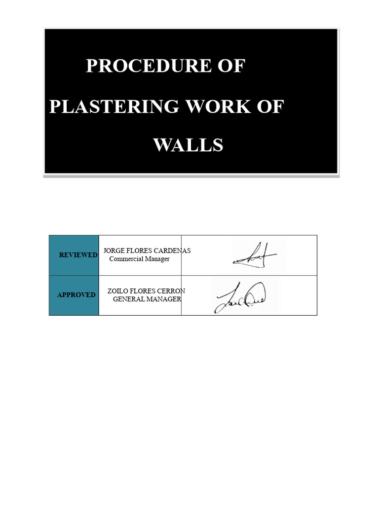 Wall Plastering Safety Procedure Guide | PDF | Occupational Safety And ...