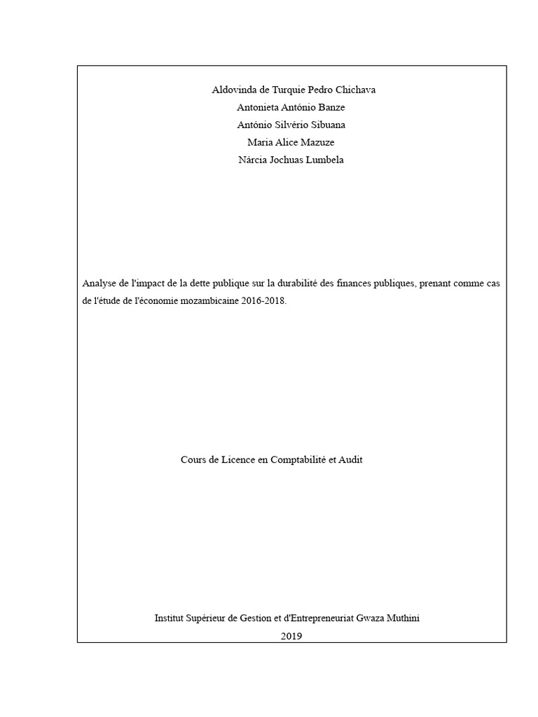 Impact de la Dette Publique au Mozambique | PDF | Dette publique | Dettes