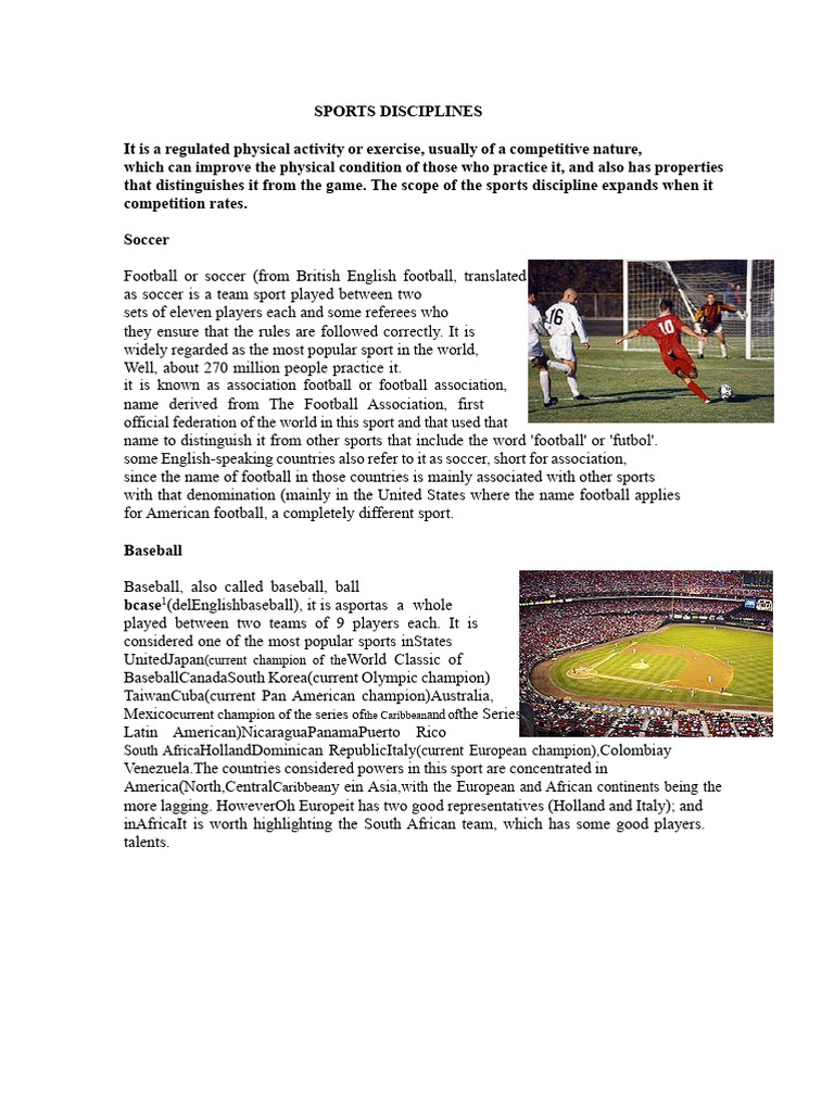 Overview of Popular Sports Disciplines | PDF | Association Football ...