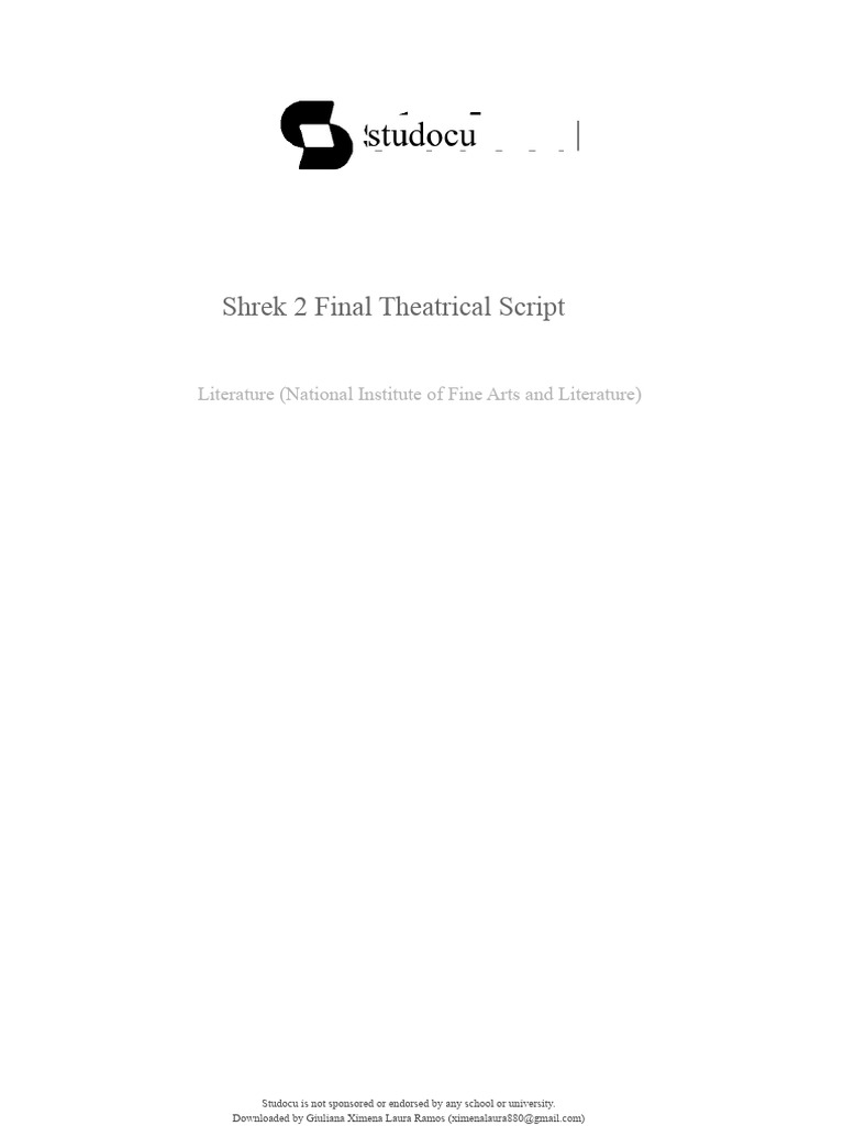 Shrek 2 Script Theatrical Final Version | PDF