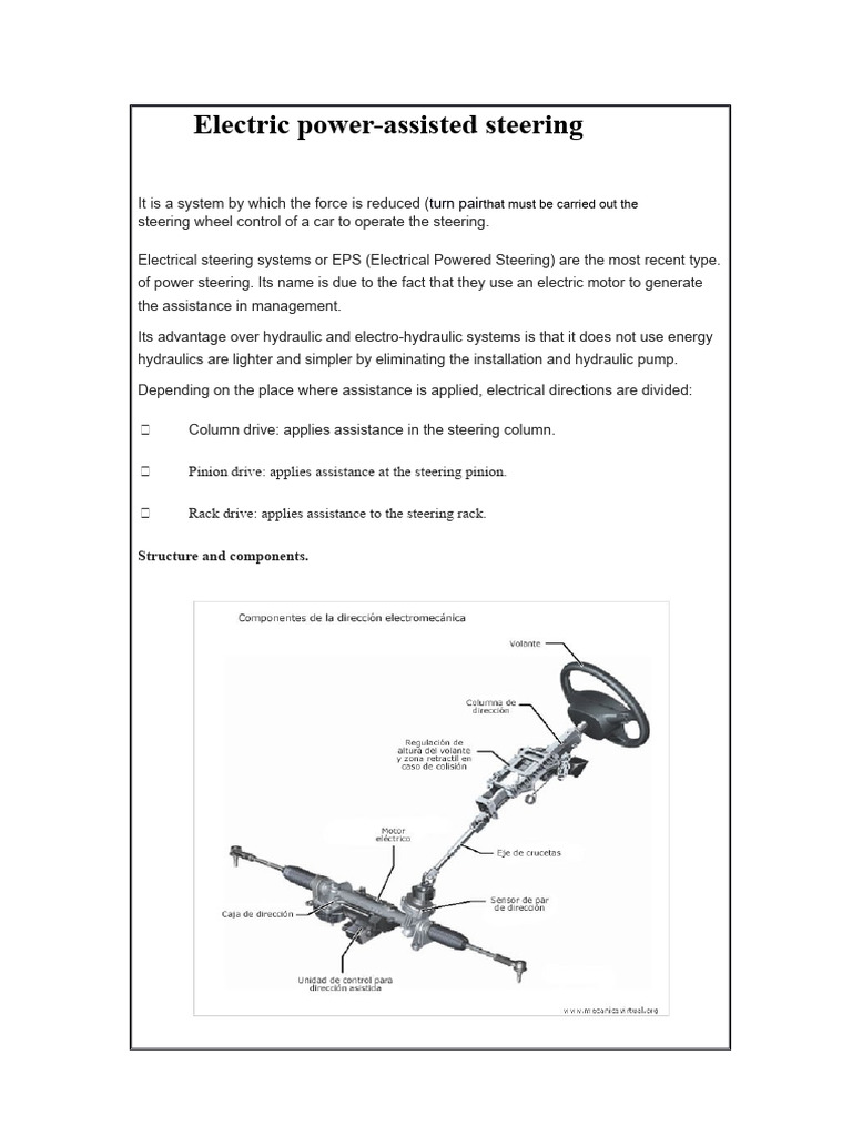 Electric Power Steering | PDF | Steering | Gear