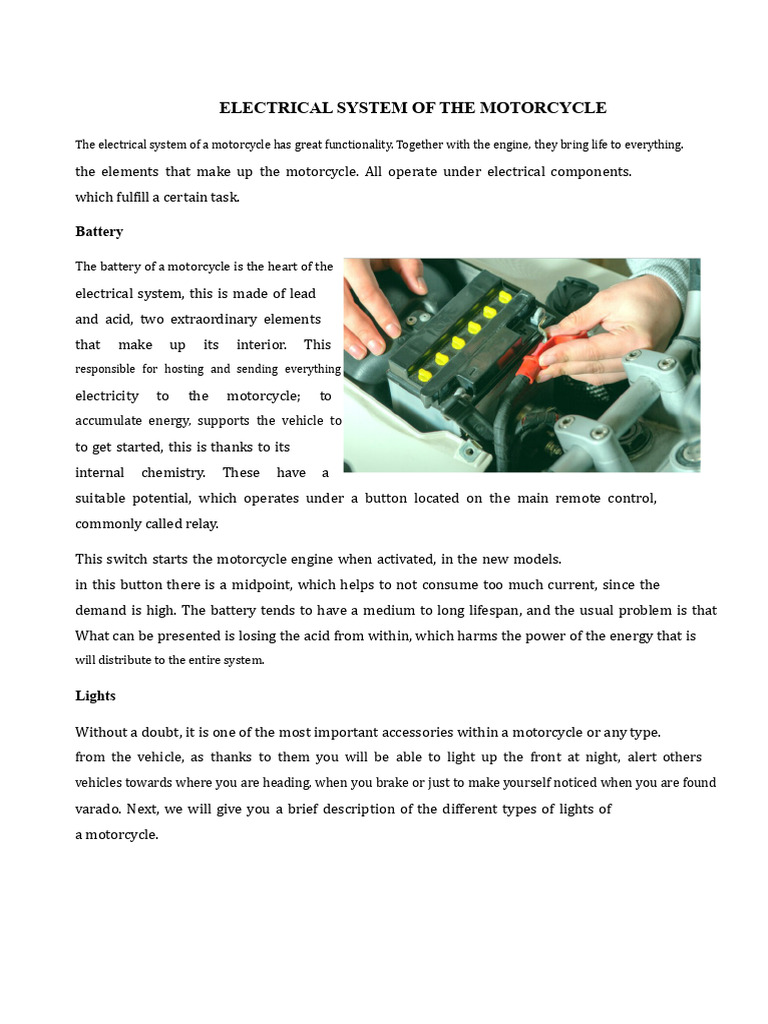 Electrical System of The Motorcycle | PDF | Electricity | Manufactured ...