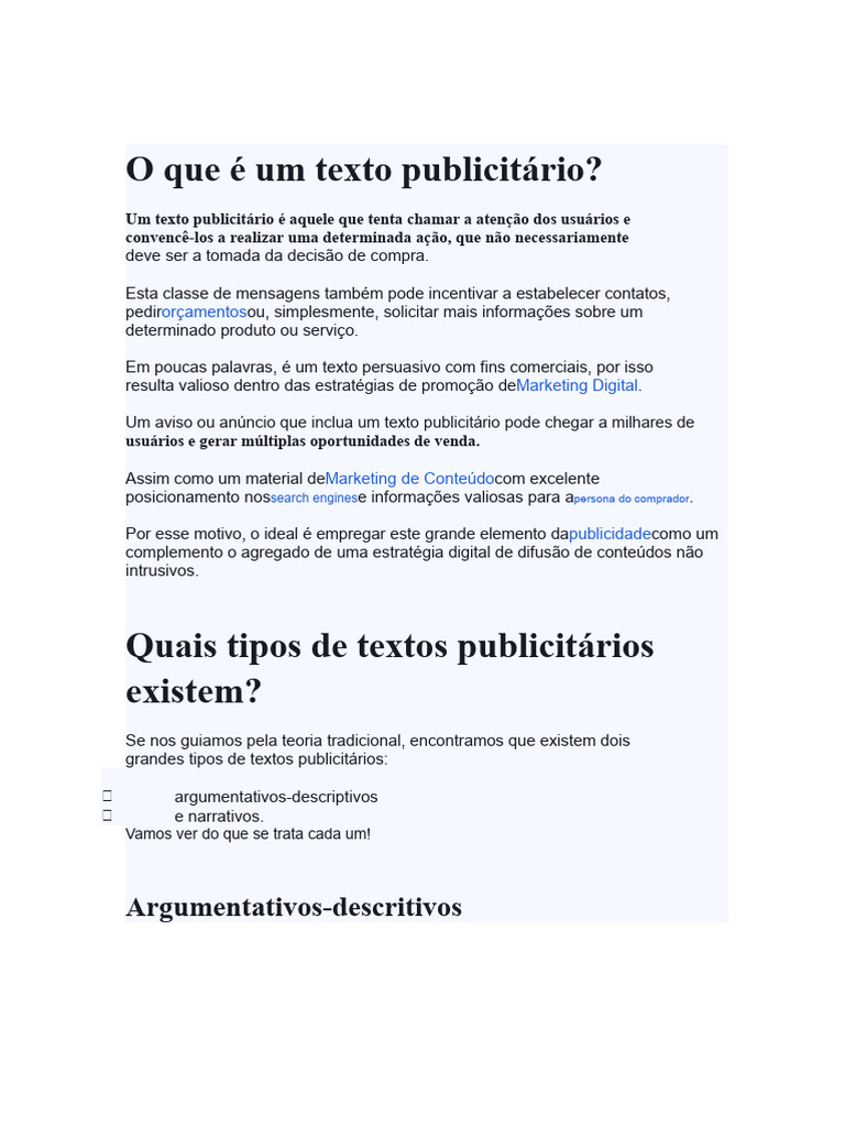 O Que É Um Texto Publicitário | PDF | Publicidade | Marca