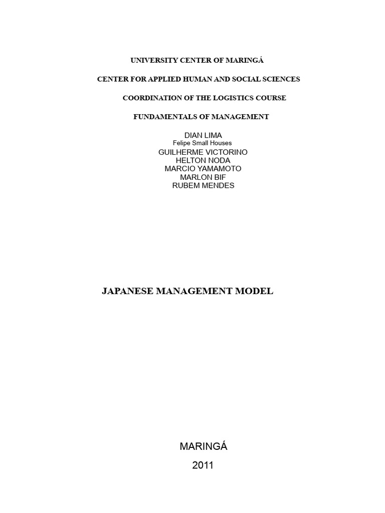 Japanese Management Model Overview | PDF | Lean Manufacturing | Business