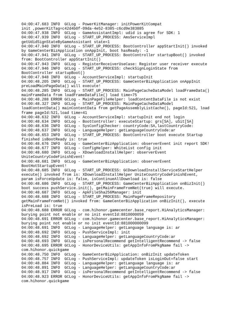 Game Center Application Startup Log | PDF | Computing | Software