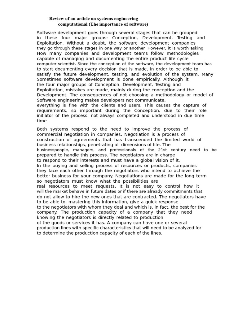 Review of An Article On Computer Systems Engineering | PDF | Software ...