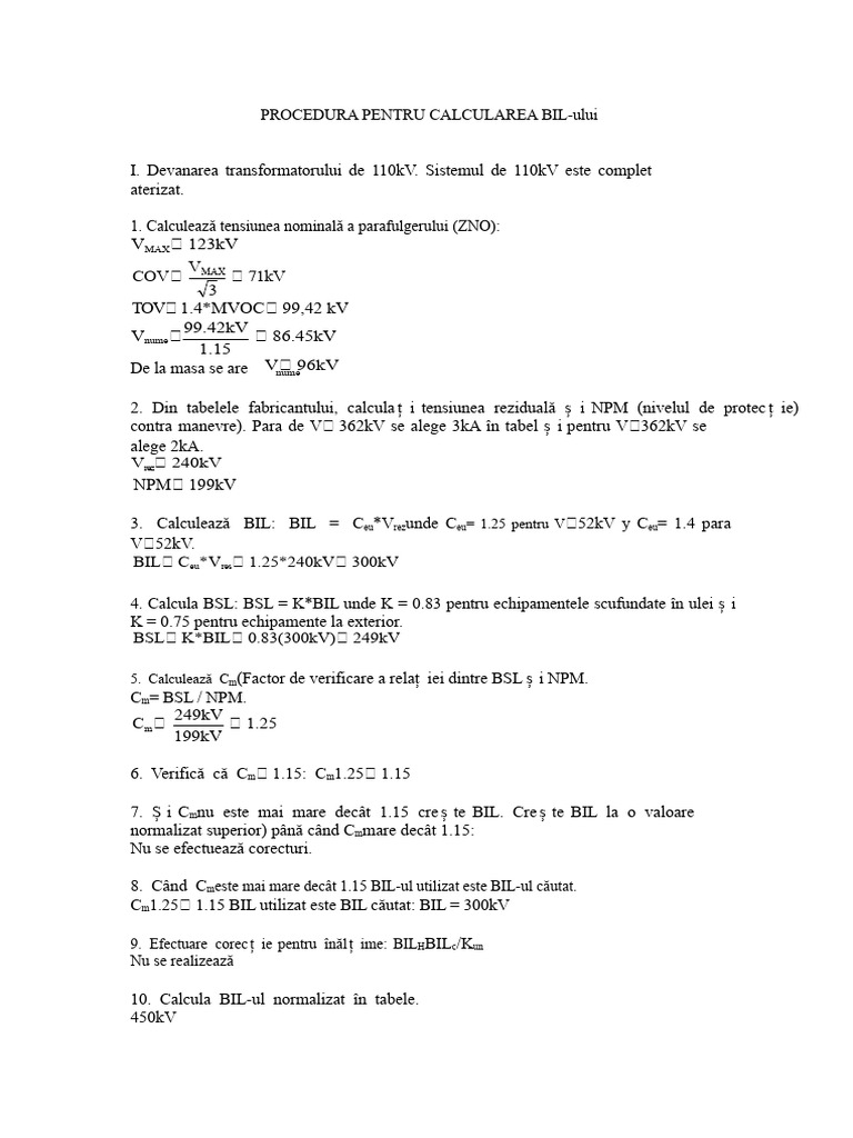 Calculul BIL | PDF