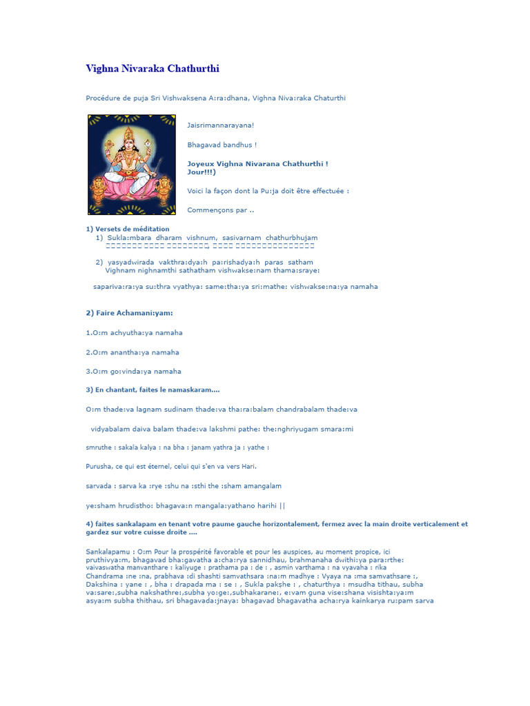 Vighna Nivaraka Chaturthi Puja Guide | PDF | Hindu Gods | Hindu Deities