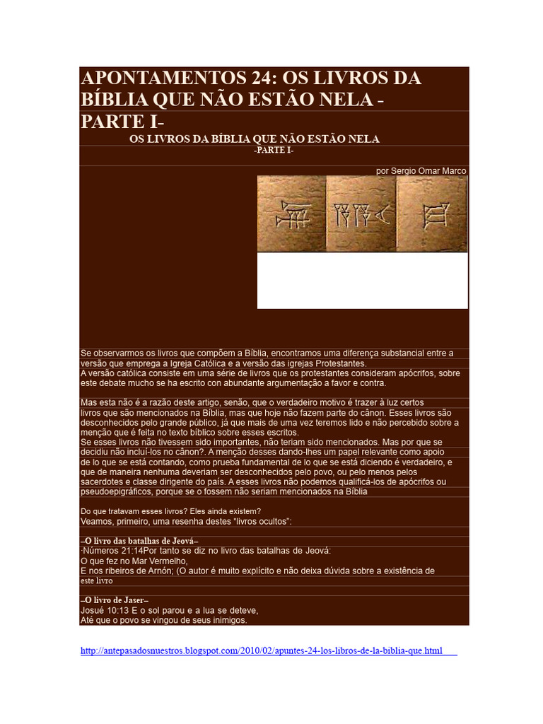 Livros da Bíblia Não Canônicos | PDF | Bíblia | Cânon Bíblico