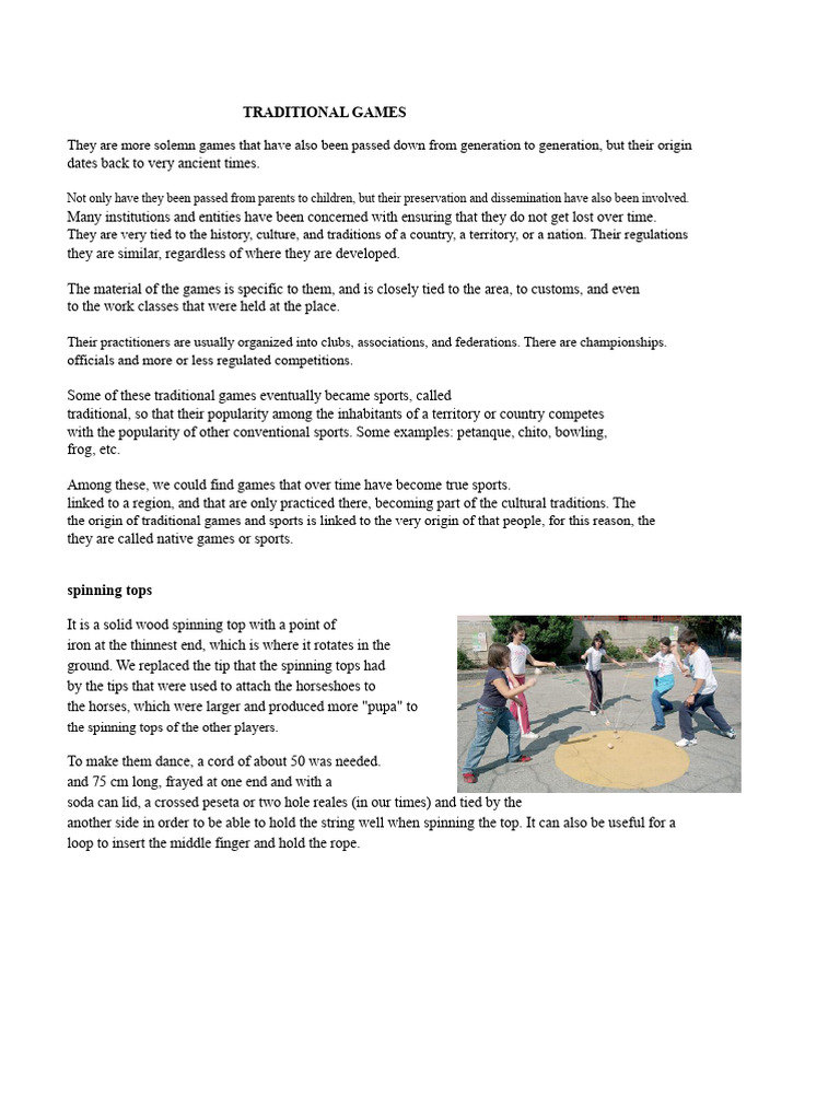 Traditional Games: Cultural Heritage and Fun | PDF