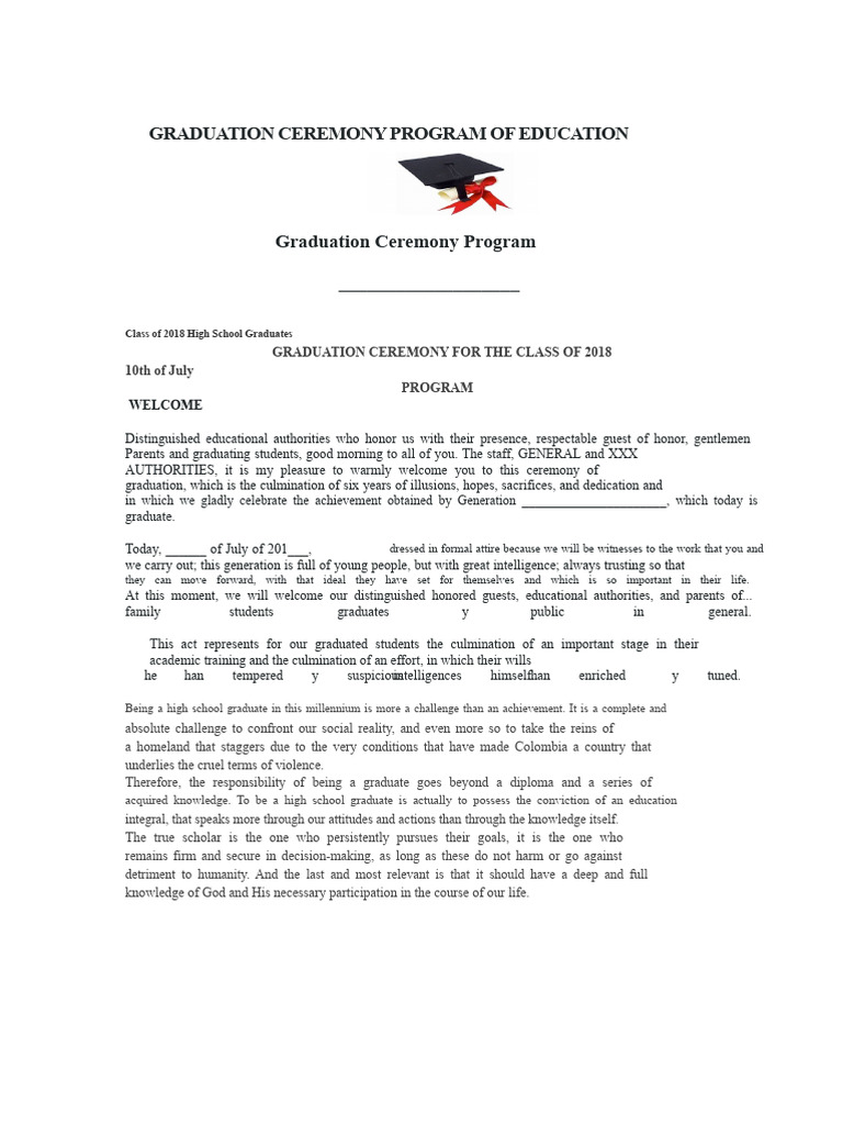 Graduation Ceremony Program For Education | PDF