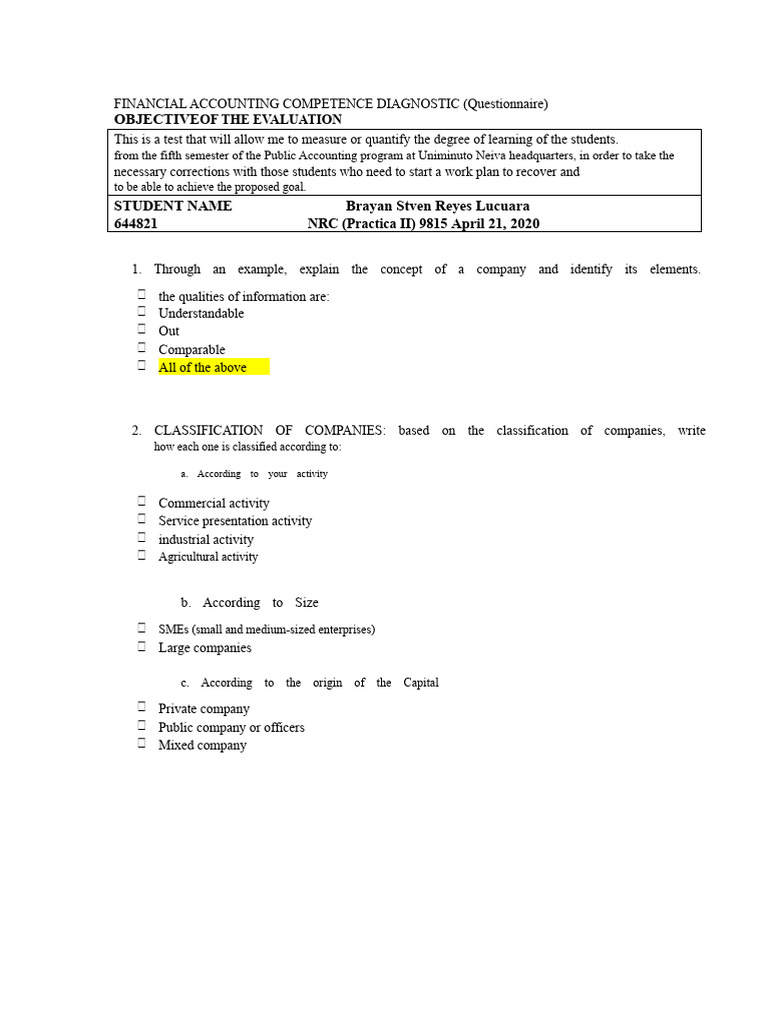 Financial Accounting Competence Test | PDF | Expense | Inventory