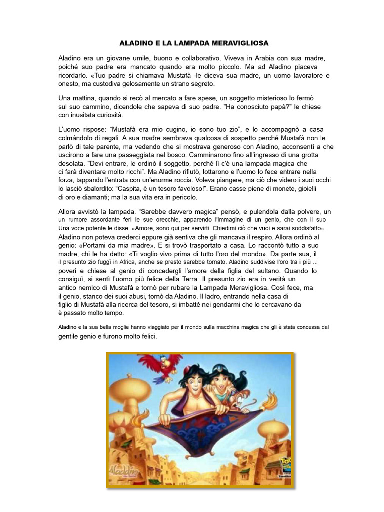 Aladino e La Lampada Meravigliosa - Le Mille e Una Notte | PDF