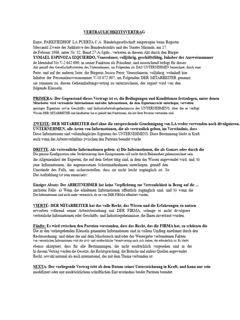 Mitarbeiter Wird Vertrauliche Informationen Und/oder Informationen, Die ...