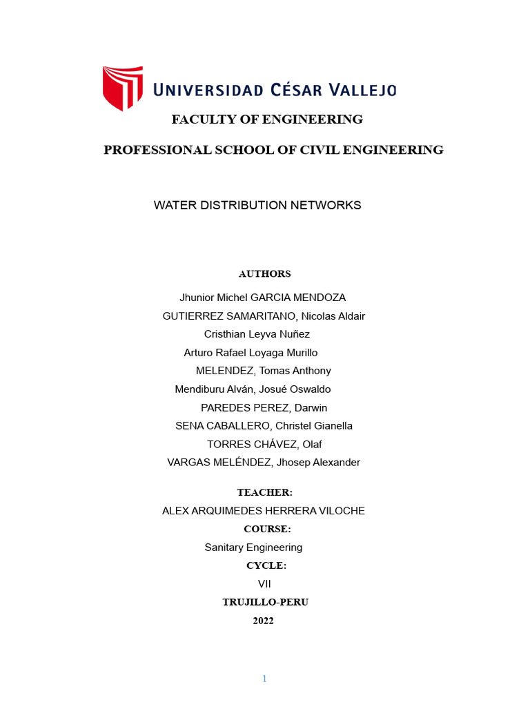 Water Distribution Networks Design Guide | PDF | Pipe (Fluid Conveyance ...