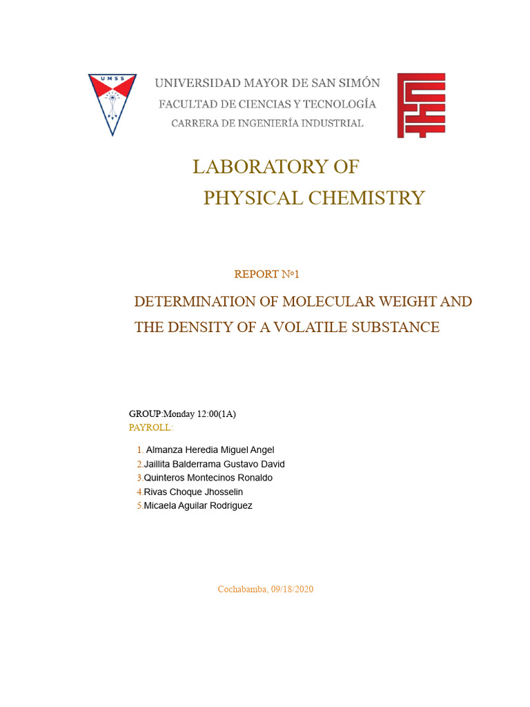 Molecular Weight of Volatile Substances | PDF | Gases | Pressure