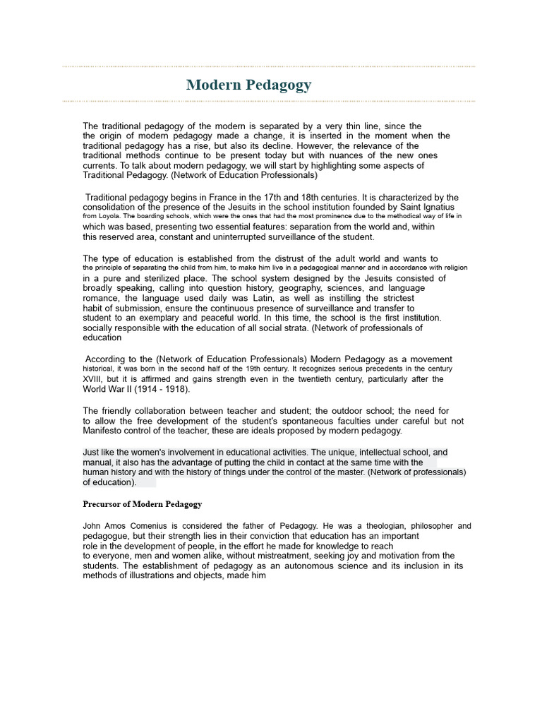 Evolution of Modern Pedagogy | PDF | Pedagogy | Knowledge