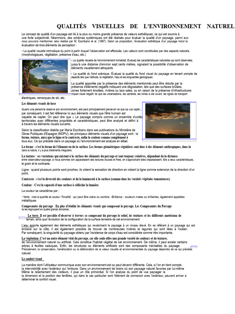Évaluation de la qualité visuelle des paysages | PDF | Arts ...