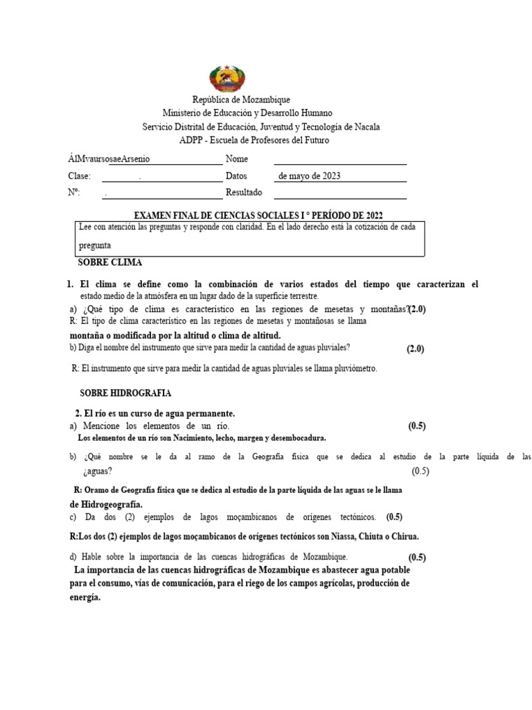 Guía de Corrección Del Examen Final de Ciencias Sociales - 2023 | PDF ...