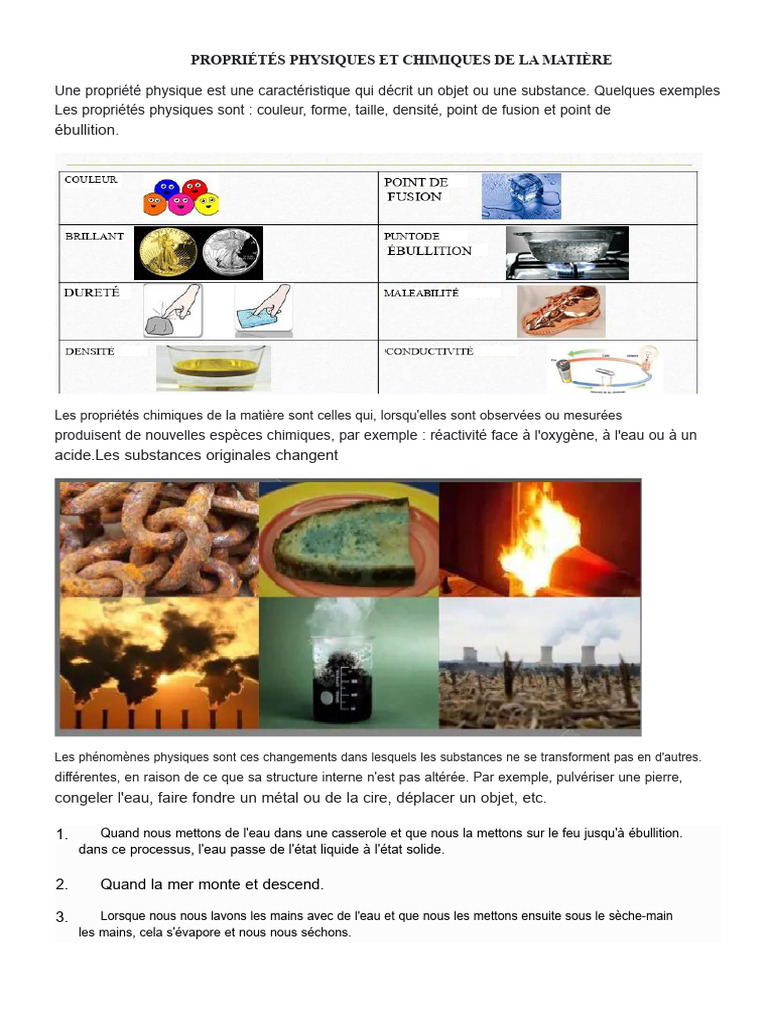 Propriétés chimiques et physiques de la matière | PDF | Chimie | Physique