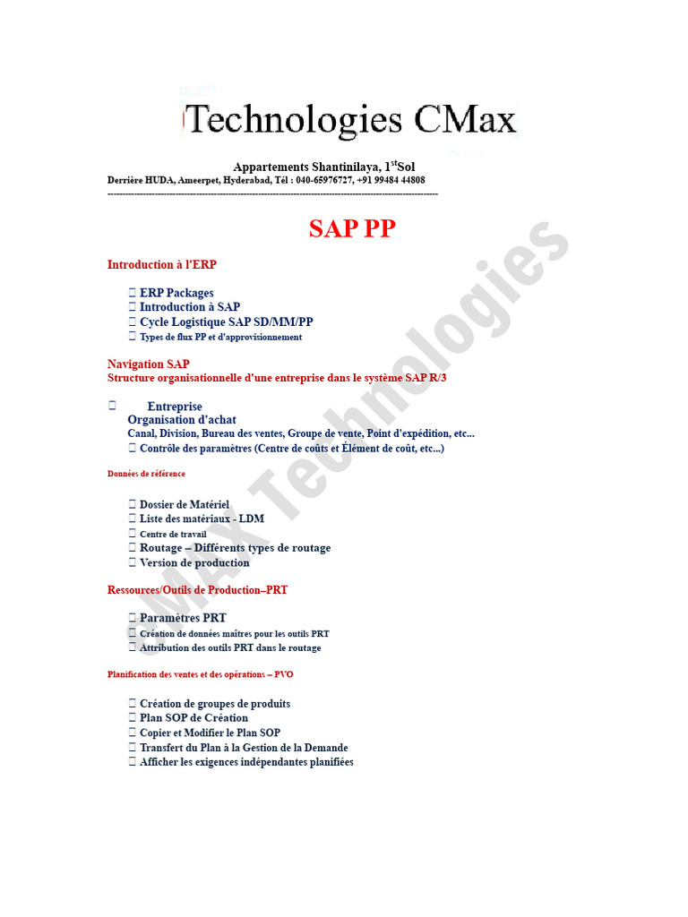 Guide complet sur SAP PP et ERP | PDF | Progiciel de gestion intégré
