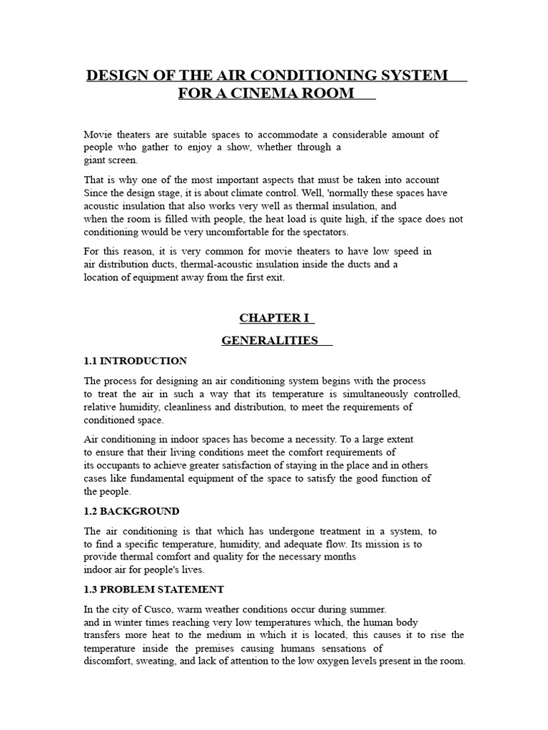 Cinema Air Conditioning System Design | PDF | Humidity | Air Conditioning