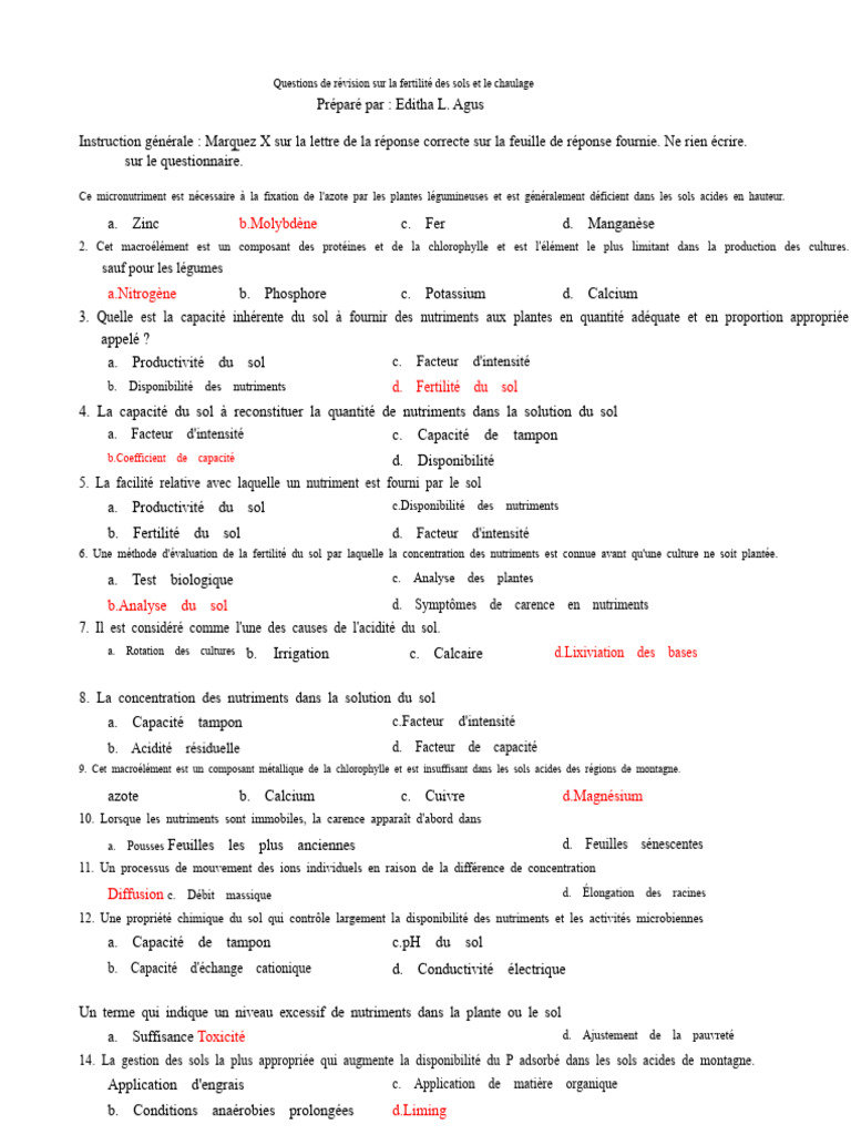 Révision sur la fertilité des sols et chaulage | PDF | Sol (pédologie ...