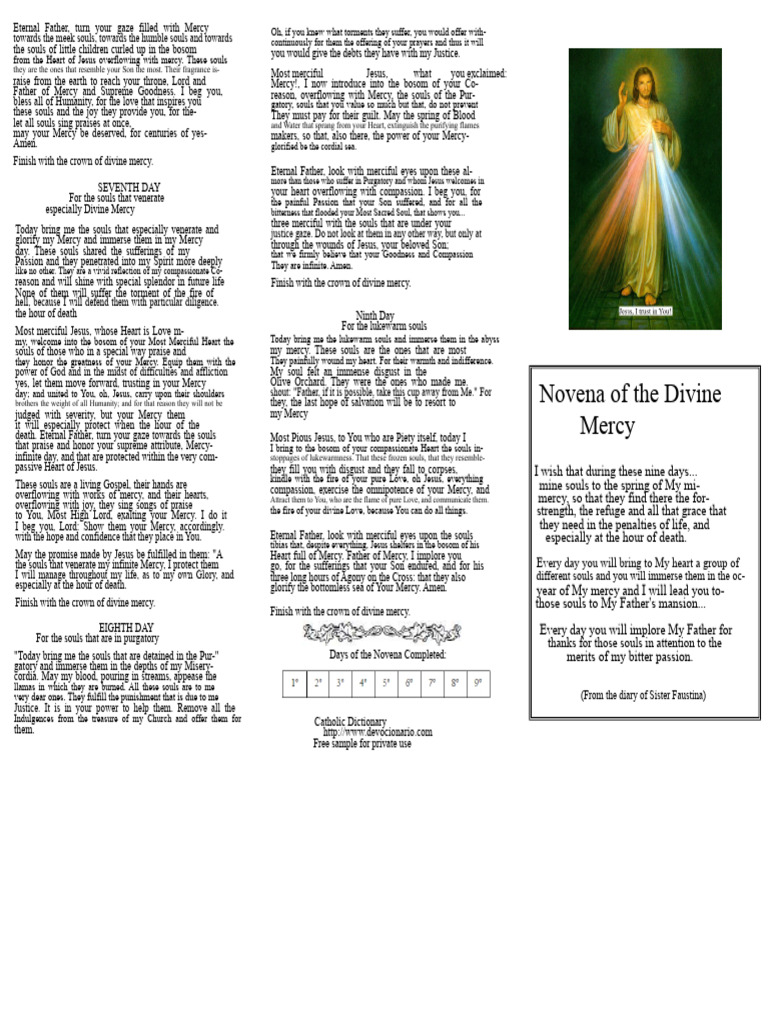 Divine Mercy Novena Prayers Guide | PDF | Mercy | God The Father