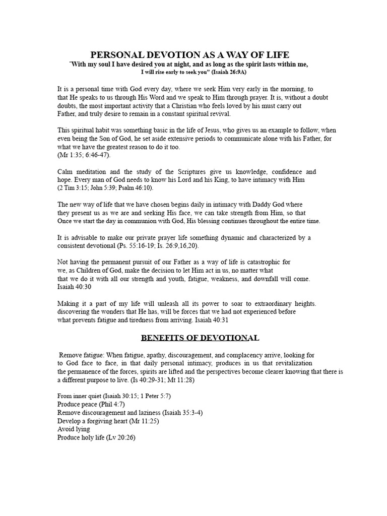 Daily Personal Devotion Guide | PDF | Prayer | Bible