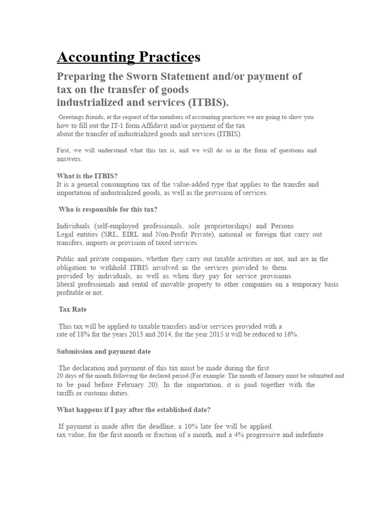 Explanatory Practice For Filling Out The IT-1 | PDF | Value Added Tax ...
