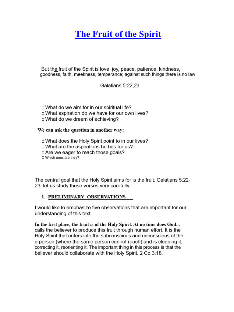 The Fruit of The Spirit | PDF | Fruit Of The Holy Spirit | Patience
