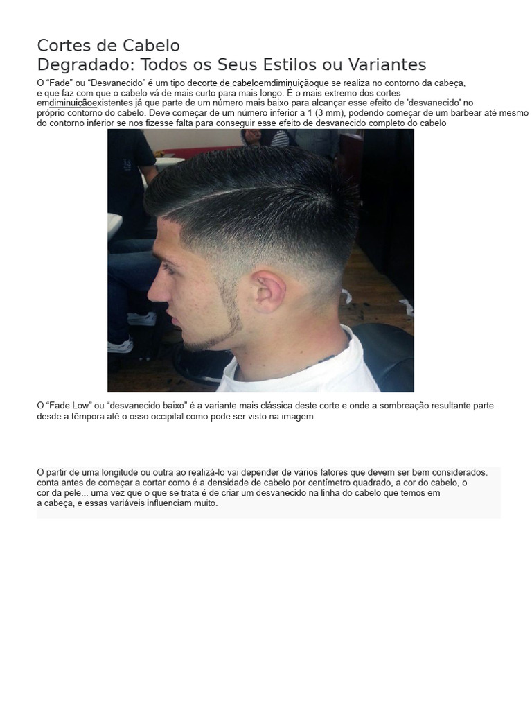 Diferentes Tipos de Fade | PDF | Cabelo | Pele