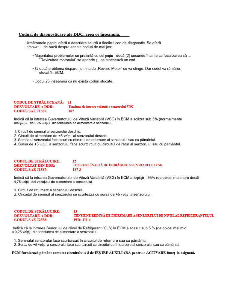 Coduri de Defecte DDC PDF | PDF