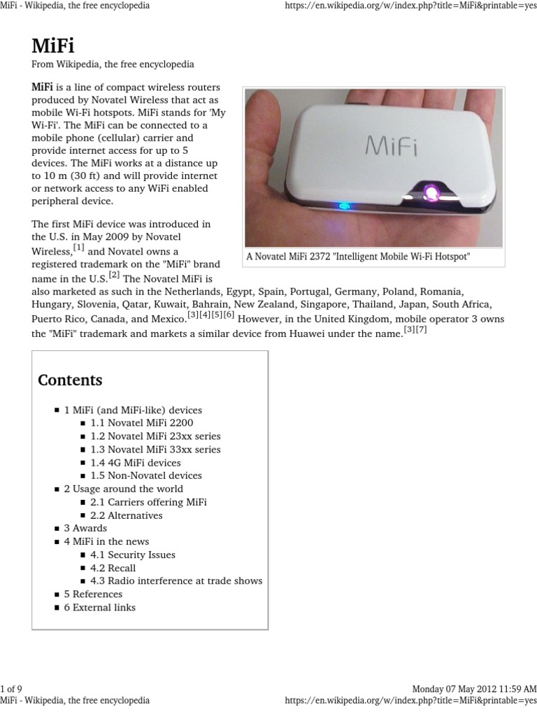 Mifi | PDF | Telecommunications Equipment | Electronics