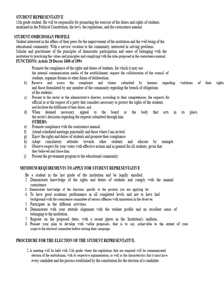 Profile of The Student Representative and Student Council | PDF ...