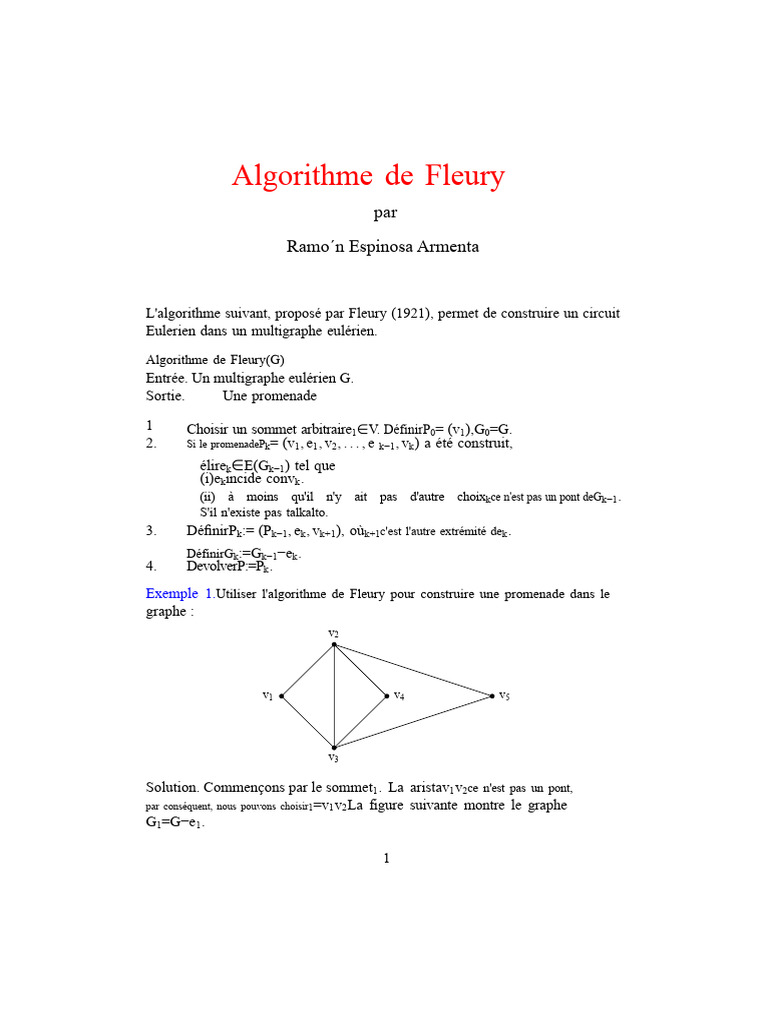 Circuit Eulerien avec l'Algorithme de Fleury | PDF | Concepts ...