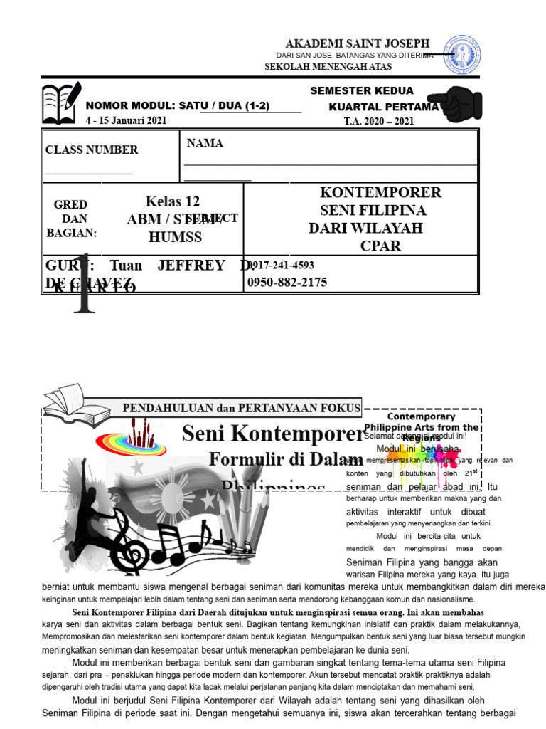 MODUL 1 Dan 2 SEM 2 QUARTAL 1 CPAR | PDF