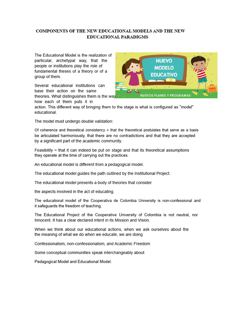 Components of The New Educational Models and The New Educational ...
