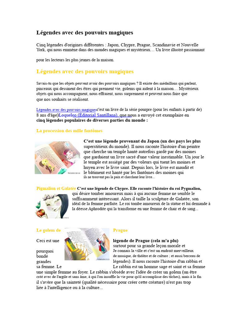 Cinq légendes magiques pour enfants | PDF | Apprentissage | Aphrodite