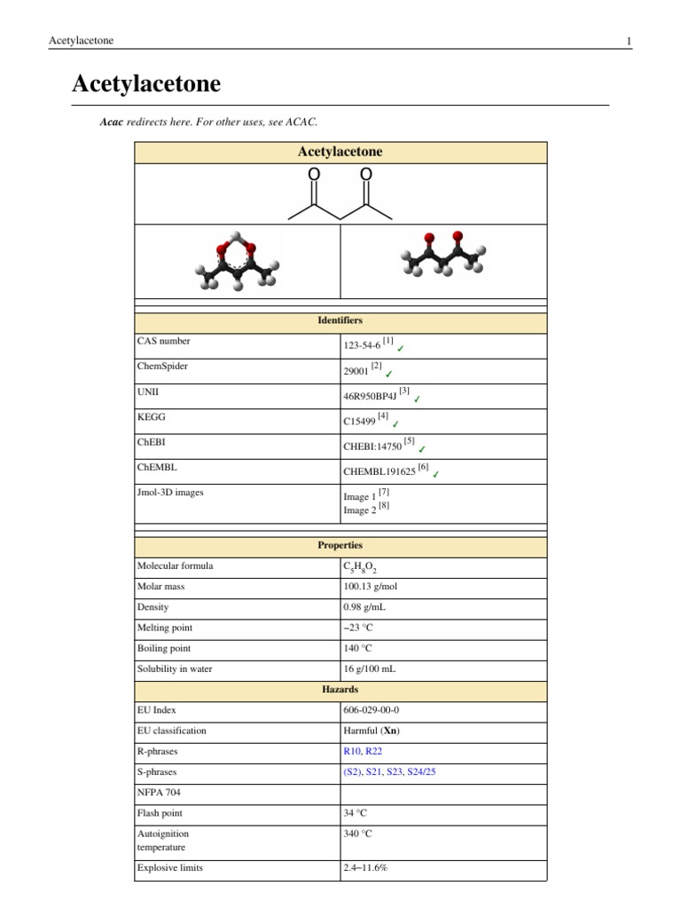 Acetylacetone | PDF | Molecules | Chemical Compounds