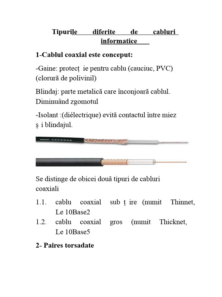 Tipurile Diferite de Cabluri Informatice | PDF