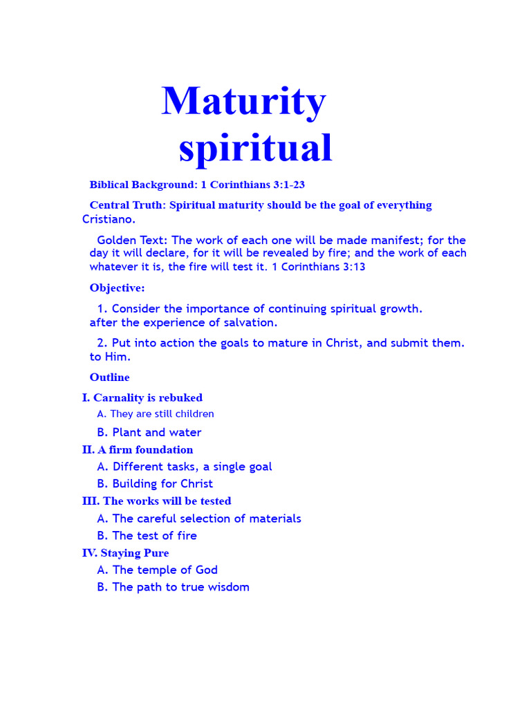 Spiritual Maturity | PDF | Paul The Apostle | Jesus