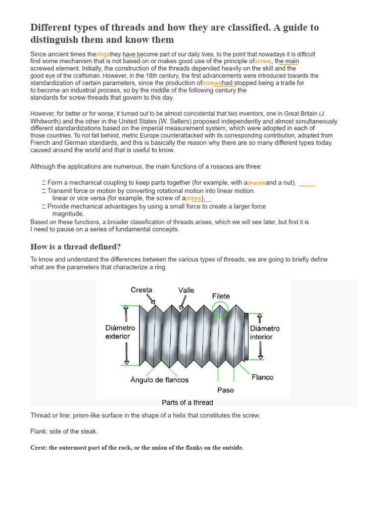 Different Types of Threads and How They Are Classified | PDF | Screw ...