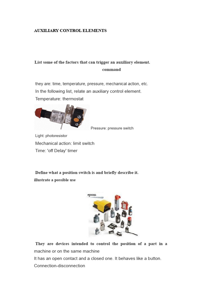 Auxiliary Control Elements Overview | PDF | Thermostat | Switch