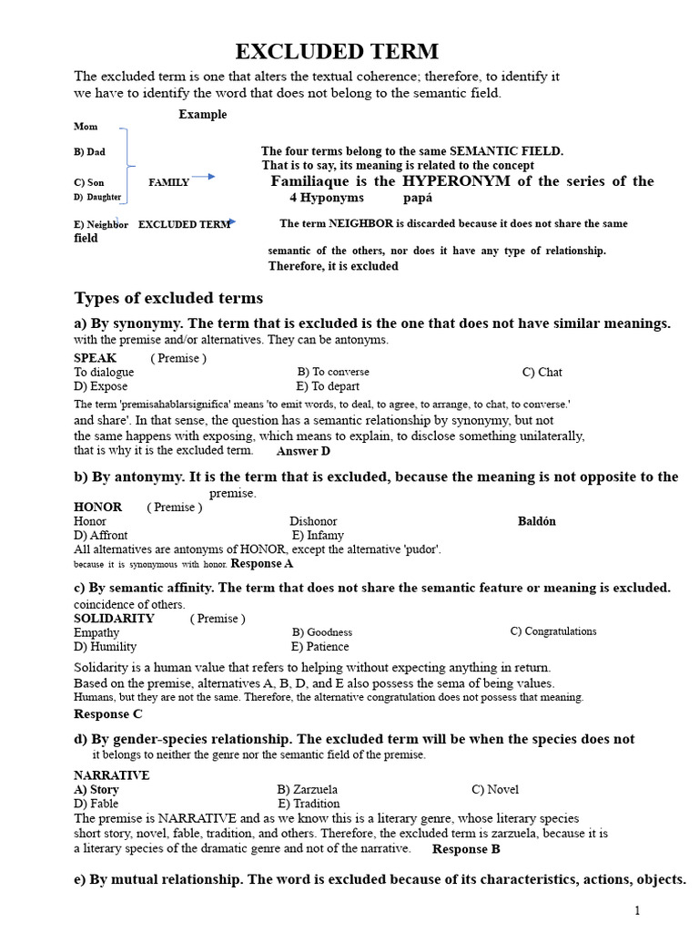 Identifying Excluded Terms | PDF | Semantics