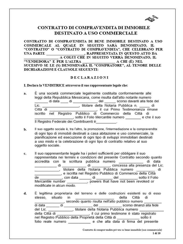 14 Contratto Di Compravendita (Immobile Commerciale) | PDF