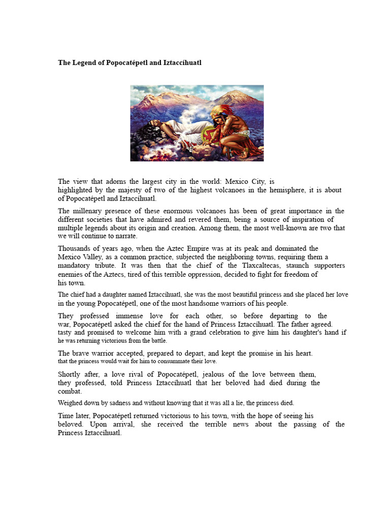 Legend of Popocatépetl and Iztaccíhuatl | PDF