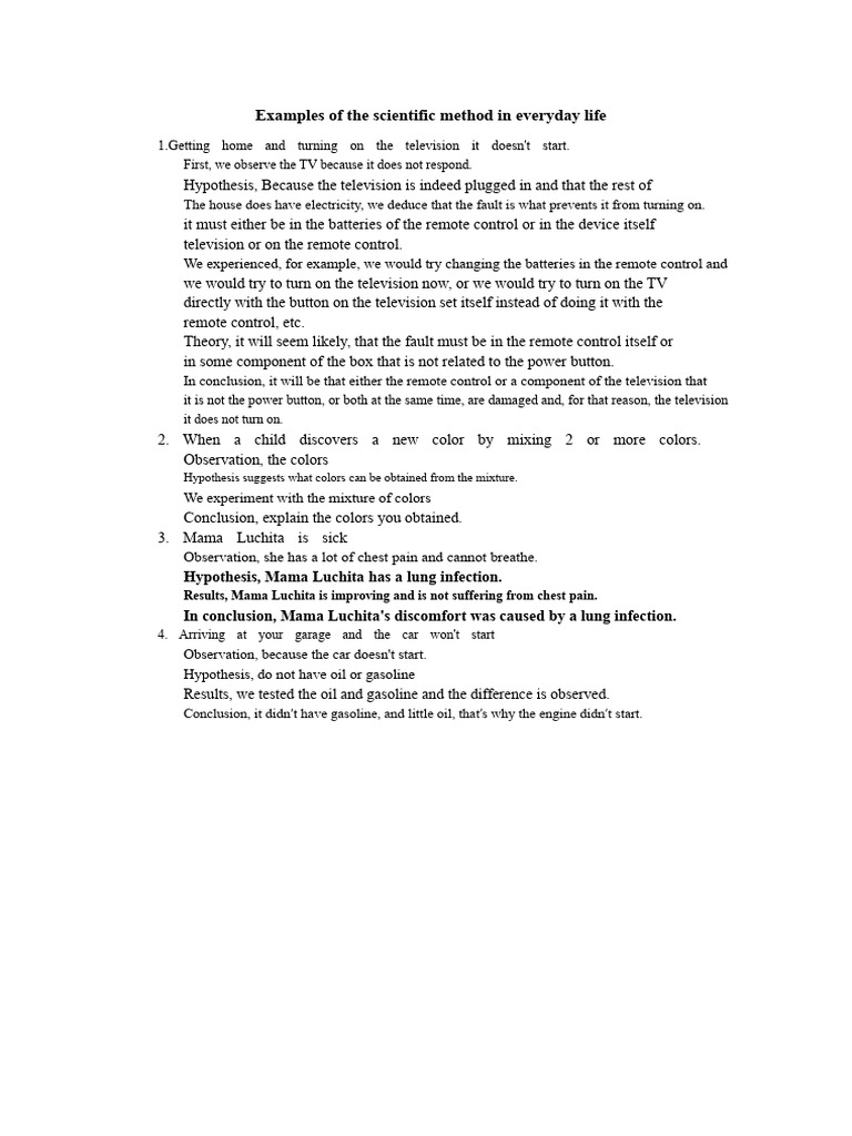 Scientific Method in Daily Scenarios | PDF