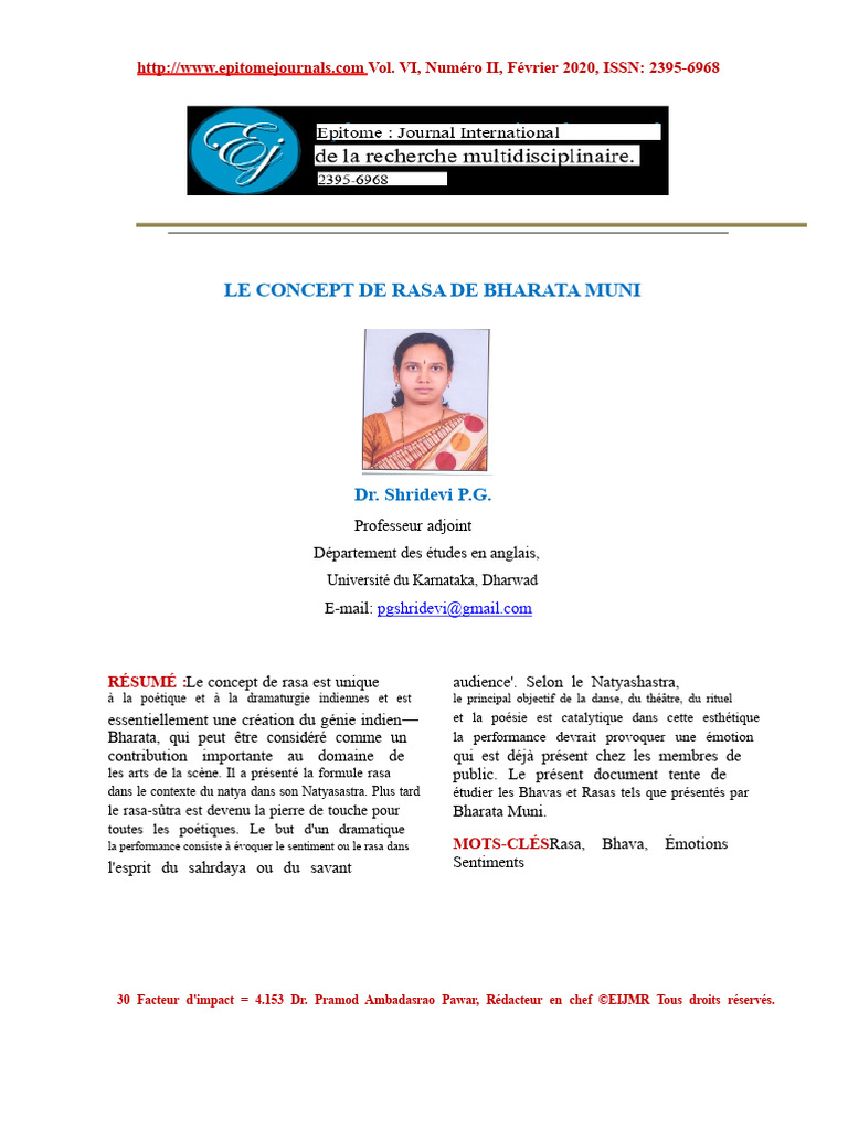 Rasa et Bhava dans le Natyashastra | PDF | Émotions | Esthétique