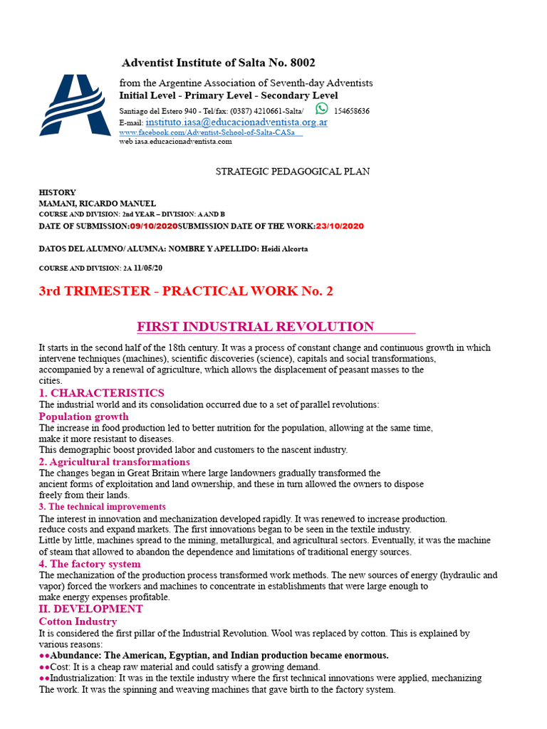Practical Work #2 | PDF | Industrial Revolution | Weaving
